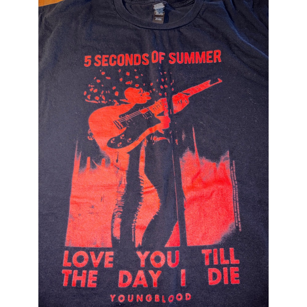 5 Seconds of Summer 5SOS Youngblood Black Red Graphic T-Shirt XL Gildan